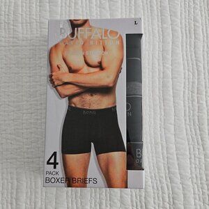 Buffalo David Bitton 4-Pack Boxer Briefs Men's L (36-38) Grey Black NIB Stretch